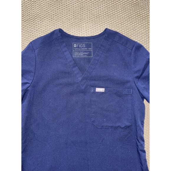 FIGS Women's Technical Collection Scrub Top Blue Short Sleeve Button Up Sz 2XS - Picture 3 of 8